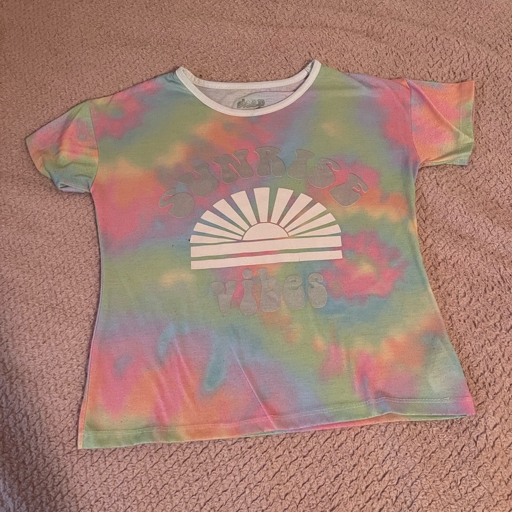 Sleep On It Pastel Tie-Dye Sunrise Tee - Pink, Green, Blue
